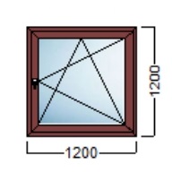 PVC STOLARIJA U BOJI – Decco 70mm 6komora – ANTRACIT/ ZLATNI HRAST/ ORAH – 120×120 cm -jednokrilni