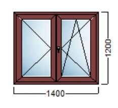 PVC STOLARIJA U BOJI – Decco 70mm 6komora – ANTRACIT/ ZLATNI HRAST/ ORAH – 140×120 cm dvokrilni