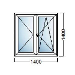 PVC PROZOR DVOKRILNI 140×140 – DECCO 70mm