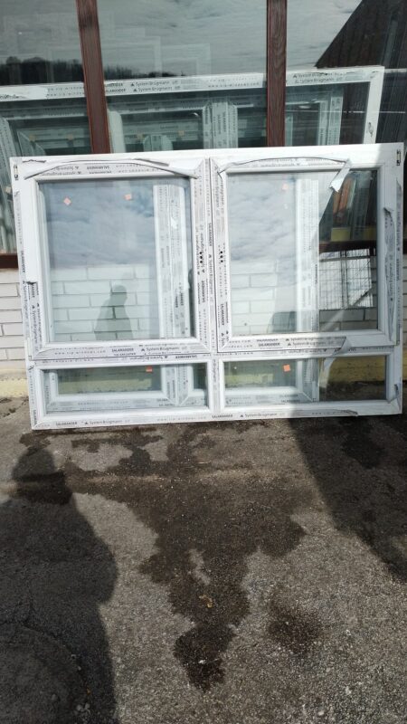 PVC PROZOR – 191,5 x 135,5 cm – DVOKRILNI SA STUPOM I FIX DIJELOM DOLJE