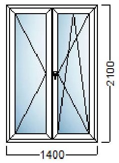 PVC BALKONSKA VRATA DVOKRILNA 140×210 – DECCO 70mm