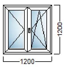 PVC PROZOR DVOKRILNI 120×120 – DECCO 70mm