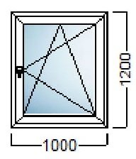 PVC PROZOR JEDNOKRILNI 100×120-KOMMERLING