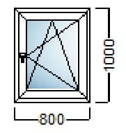 PVC PROZOR JEDNOKRILNI 80×100-KOMMERLING