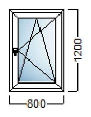 PVC PROZOR JEDNOKRILNI 80×120-KOMMERLING